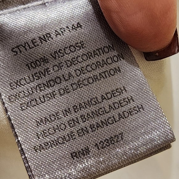 Alex and Parker Withe with Golden Shoes Tie Neck Boho Blouse size L - Picture 10 of 12